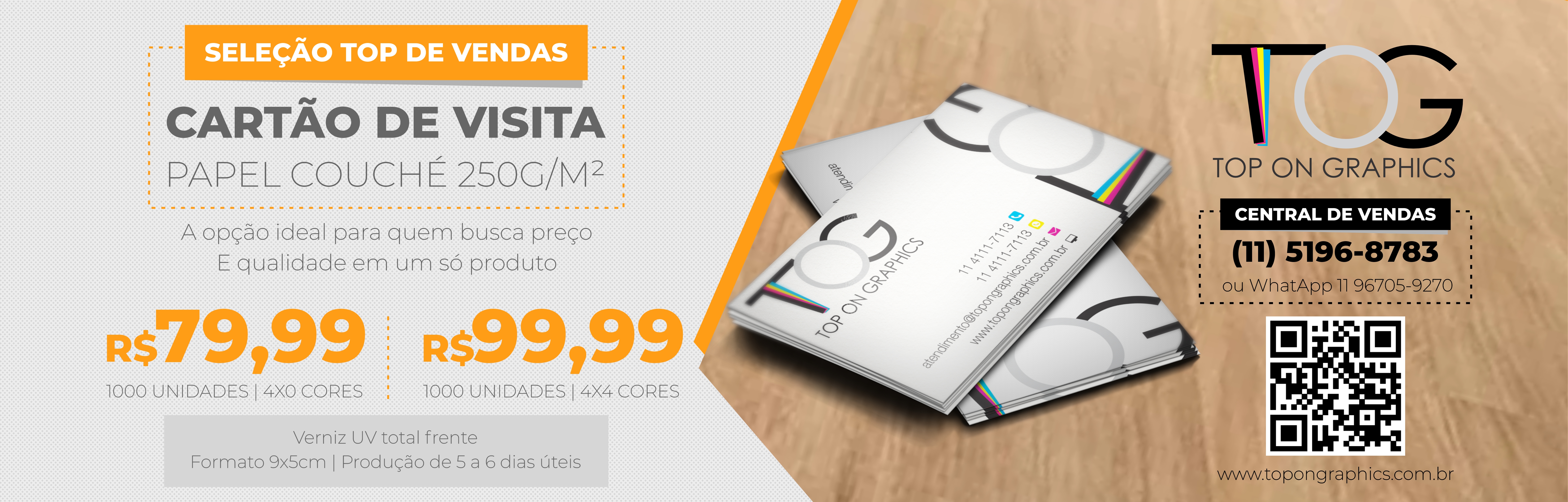 Cartão de visita 250g. Gráfica Top On Graphics